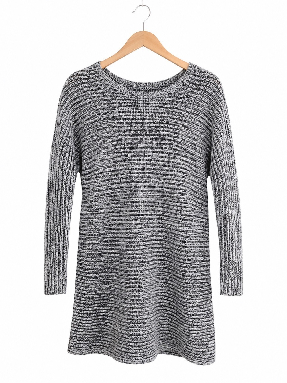 Women’s Criss Cross Back Knit Sweater Tunic Gray Marled  Cozy Boho Pullover